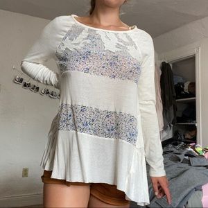 Free People medium white Printed Long Sleeve Top
